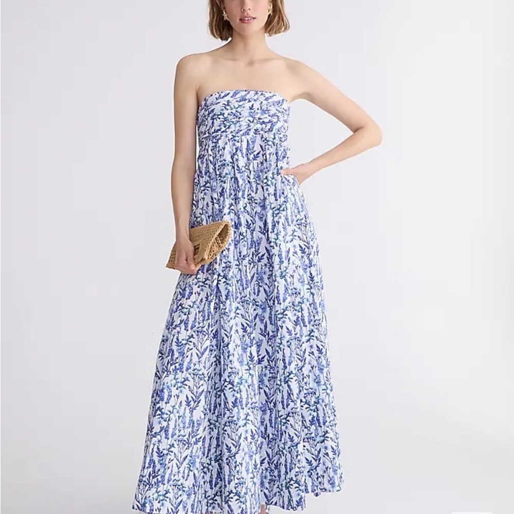 JCREW Collection strapless bow-back maxi dress in meadow print SIZE 14 worn once
